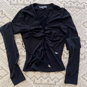 **SOLD** I.AM.GIA Devin black long sleeve lace-up top, size XS